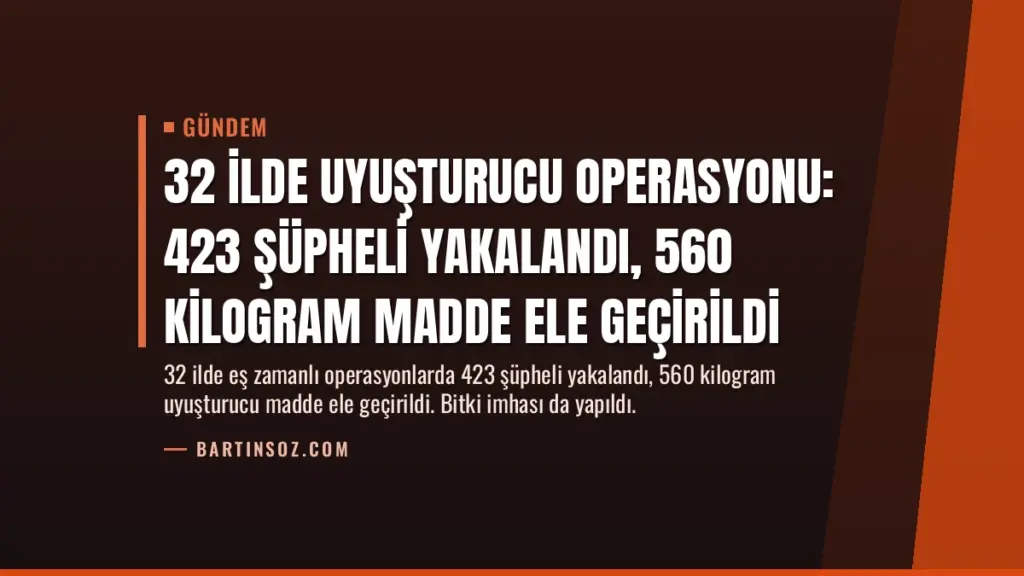 32 İlde Uyuşturucu Operasyonu: 423 Şüpheli Yakalandı, 560 Kilogram Madde Ele Geçirildi