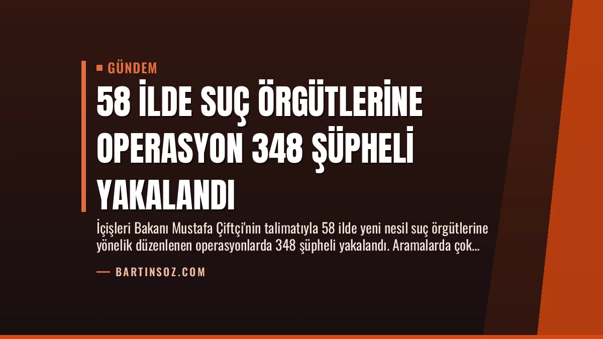 58 İlde Suç Örgütlerine Operasyon 348 Şüpheli Yakalandı