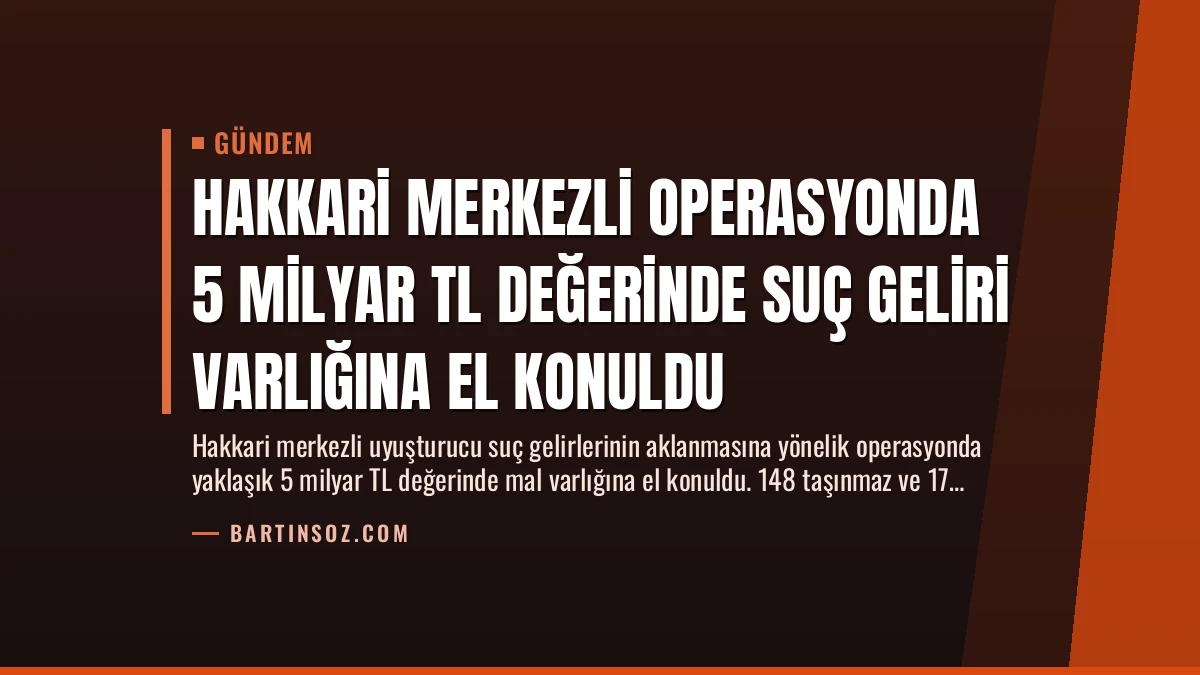 Hakkari Merkezli Operasyonda 5 Milyar TL Değerinde Suç Geliri Varlığına El Konuldu