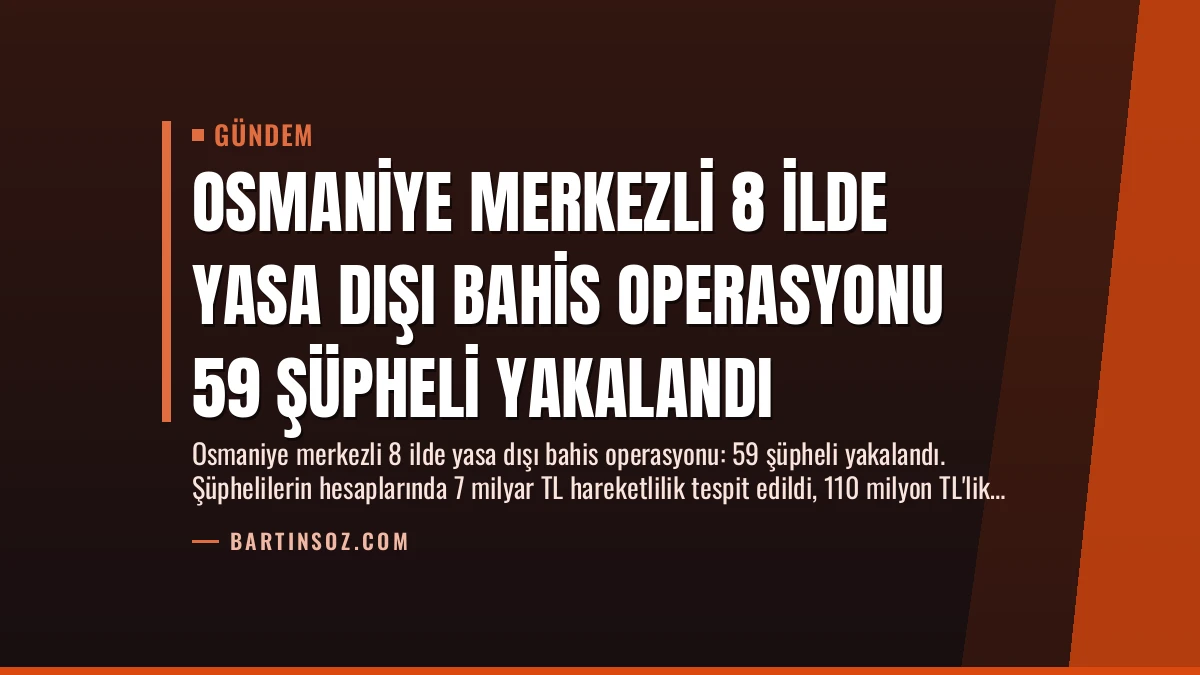 Osmaniye Merkezli 8 İlde Yasa Dışı Bahis Operasyonu 59 Şüpheli Yakalandı