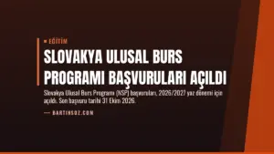 Slovakya Ulusal Burs Programı Başvuruları Açıldı
