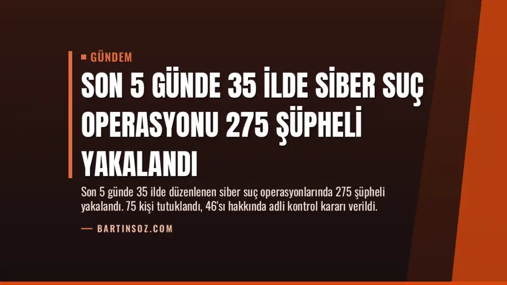 Son 5 Günde 35 İlde Siber Suç Operasyonu 275 Şüpheli Yakalandı