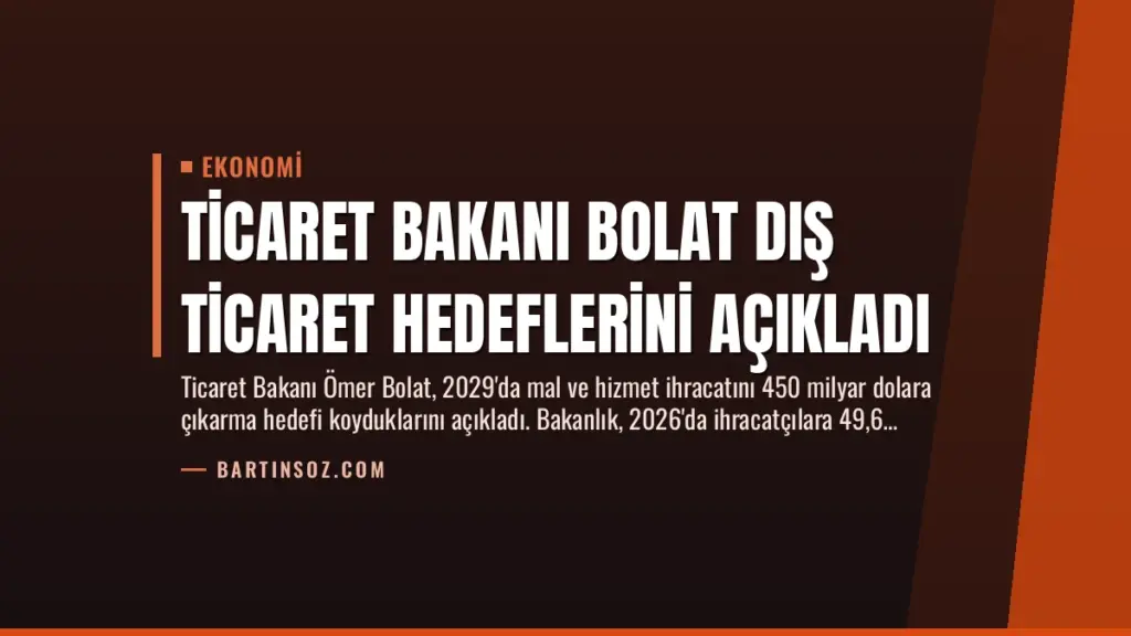 Ticaret Bakanı Bolat Dış Ticaret Hedeflerini Açıkladı