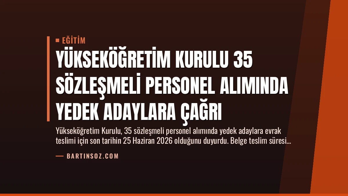 Yükseköğretim Kurulu 35 Sözleşmeli Personel Alımında Yedek Adaylara Çağrı