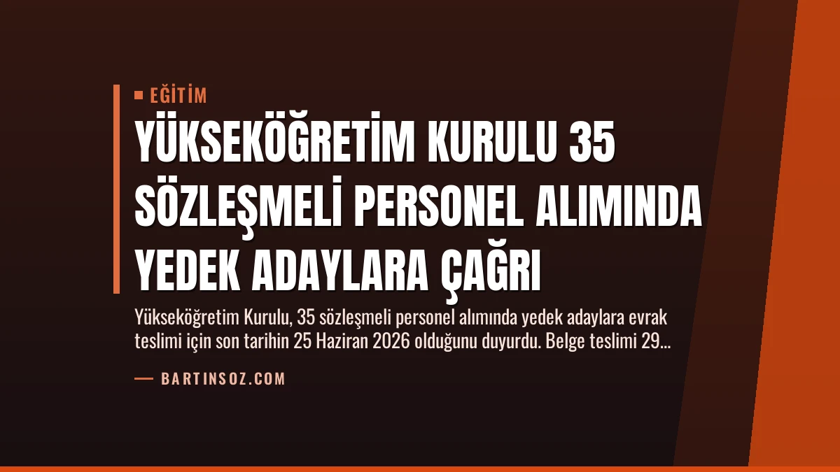 Yükseköğretim Kurulu 35 Sözleşmeli Personel Alımında Yedek Adaylara Çağrı